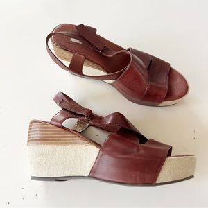 Antelope Crisscross Leather Wedge Platform Sandals